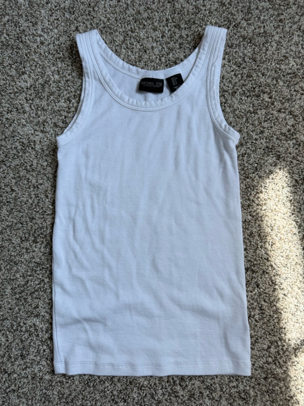Rachel Zoe White Ribbed Scoop Neck Tank